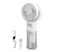 Mini ventilateur de bureau avec flux d'air réglable et flacon brumisateur pour un confort amélioré (blanc)