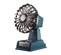 Mini ventilateur de bureau rechargeable avec tête réglable, 2 réglages de vitesse, chargement USB de type C pour bureau, maison, voiture - 9,9 x 9,4 x 14,5 cm - Bleu