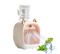 Mini ventilateur de climatiseur, jolie refroidisseur d'air évaporatif portable avec 3 vitesses, ventilateur de climatiseur personnel USB et humidificateur pour chambre à domicile (rose)