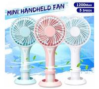 Mini Ventilateur de poche portable 7 Lames 3 Vitesse USB Rechargeable Avec Base BLANC Blanc G