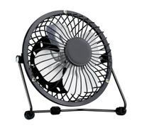 Mini ventilateur de table pivotant USB en métal noir Ø13 cm