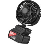Mini ventilateur électrique portable au lithium Ventilateur de camping extérieur à faible bruit Ventilateur électrique rechargeable de bureau à 2 niveaux de vitesse 360��Rotable avec lumière LED à ang