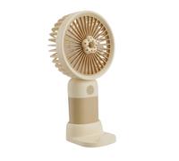 Mini Ventilateur Portable 3 Niveaux Design Fleur avec Socle Bureau Marron clair