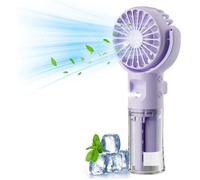 Mini ventilateur portable à jet d'eau - ULISEM - Violet - USB rechargeable - 4 vitesses - Léger - Fonction brumisation