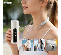 Mini ventilateur portable à suspendre au cou, rechargeable par USB, avec clip de ceinture, ventilateur d'extérieur turbo rafraîchissant avec compresse froide noir