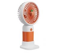 Mini Ventilateur Portable avec 3 Vitesses et Socle de Support Smartphone Orange