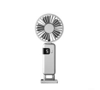 Mini ventilateur portable avec batterie rechargeable USB et écran numérique, design pliable à suspendre au cou avec 5 options de vitesse pour une performance de refroidissement réglable (blanc)
