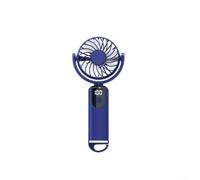 Mini ventilateur portable avec écran LED pour une visibilité en temps réel 3 niveaux de vent rechargeable par USB et mousqueton (bleu)