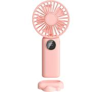 Mini ventilateur portable de poche à affichage numérique et à branchement USB pour le bureau et la maison Rose