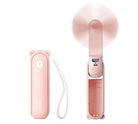 Mini ventilateur portable pliable powerbank 4500mAh lampe USB-C - Rose