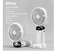 Mini ventilateur portable pliable, rechargeable par USB,5 vitesses, support réglable,écran d'affichage silencieux - Snow Peak,blanc
