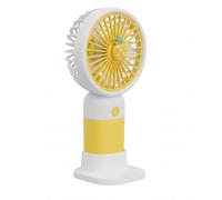 Mini Ventilateur Portable Rechargeable 3 Vitesses avec Support Smartphone Blanc / Jaune