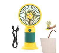 Mini Ventilateur Portable, Rechargeable Par USB 5,91 Pouces | Matière Plastique PP Portable 350g, Outil De Refroidissement Silencieux À Piles Avec Base De Support Pour Voyage, Cadeau D'été, Maison Et