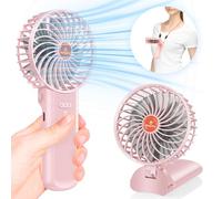 Mini Ventilateur Portable Silencieux Rechargeable - Petit Ventilo Batterie Ventilateurs portatif USB Table Fan Main Ventillateur de Poche avec 4 Vitesses et 7 Lames Pour Voyage Bureau Maison (rose)