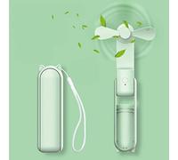 Mini ventilateur portable USB rechargeable à 3 vitesses pliable avec batterie externe pour la maison, le bureau, les voyages - Appareil de refroidissement personnel pour femmes et enfants (vert)