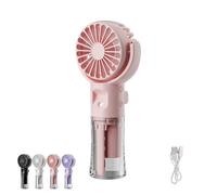 Mini Ventilateur Portable, Ventilateur Brumisateur, Ventilateur de Poche USB Rechargeable avec 4 Vitesses Réglables et Brume D'eau, Ventilateur Portable Silencieux pour Maison, Bureau, Voyage (Rose)
