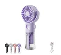 Mini Ventilateur Portable, Ventilateur Brumisateur, Ventilateur de Poche USB Rechargeable avec 4 Vitesses Réglables et Brume D'eau, Ventilateur Portable Silencieux pour Maison, Bureau, Voyage (Violet)