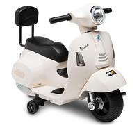 Mini Vespa Electrique Enfant 6 Volts de Babycar avec Dossier - Scooter Electrique Enfant avec accélérateur au Pied- Vespa Enfant avec Sons et lumières intégrés (Blanc)