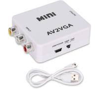 Mini Vga To Video Converter, Av To Vga Video Audio Converter Av To Vga Composite Adapter Tv Set Top Box Audio Video Converter For Computer Projector (White)
