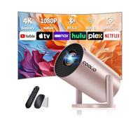Mini Vidéoprojecteur 1080P avec WiFi 6 BT 5.4, Portable Projecteur 4K avec Android TV, Projecteur Video Supporté pour Correction Trapézoïdale Automatique, 270° Rotation, avec Souris,doré