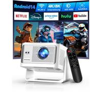 Mini Vidéoprojecteur 4K/8K, 1080P Natif, App Intégrée, Wifi 6 & Bluetooth 5.4, Android 14, Autofocus, 6D Keystone, Rotation 180°