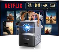Mini Vidéoprojecteur 4K【Netflix Certifié/Dolby】 30000LM Projecteur Portable 4K Auto Keystone/E-Focus,Courte Focale Rétroprojecteur WiFi6 Bluetooth 1080P Projecteur Zoom 50% Home Cinéma/Extérieur/Arc