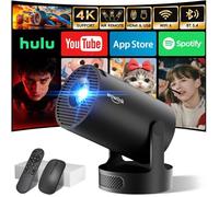 Mini Vidéoprojecteur 4K Portable, Wifi 6, Bluetooth 5.4, Auto Keystone 180°, Apps Intégrées, HDMI/TV Stick/USB/PC/PS5 - Noir