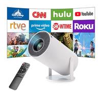 Mini Vidéoprojecteur,Home cinéma 4K Mini Projecteur avec Android OS, Prend en Charge 5G WiFi, BT5.0, Correction trapézoïdale Automatique, Angle de 180 degrés, écran 130 Pouces pour Téléphone/PC/Lap
