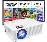 Mini vidéoprojecteur avec luminosité 6500, prise en charge 1080p, projecteur portable de cinéma, écran 177 cm, compatible avec TV Stick, HDMI, USB, VGA, AV pour divertissement à domicile