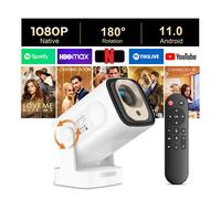 Mini Videoprojecteur Portable,1080P Full HD 4K Supporté Auto Focus Keystone,12000 Lmuens Android 11,WiFi Bluetooth5.4 - Blanc
