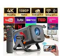 Mini Vidéoprojecteur Portable Android 11,4K 1080P Full HD Supporté Auto Focus Keystone,25000 Lumen WiFi Bluetooth 5.4,Rotatif à
