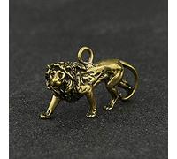 Mini Vintage Brass Lion Statue Keychain Ornement Portable Animal Figurine Props Home Office Bureau Décoration Hand Toy Halloween Art Collection d'art