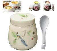 Mini Vintage Ceramic Coddled Egg Cups with Lids, 220ml Egg Cooker Dessert Cups for Breakfast, Table Treasure Chawanmushi Steamed Eggs Dish
