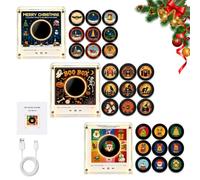 Mini Vinyl Record Player Fridge Magnet, 9 NFC Programmable Music Discs, USB-C Rechargeable Retro Music Box, Personalised for Music Lovers and Families B+C)