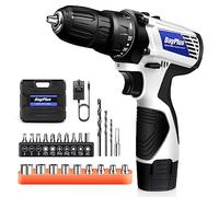 Mini visseuse sans fil avec une batterie, tournevis électrique 12 V avec lampe de travail LED, couple maximal 45 N.m, mandrin sans clé, position 18 + 1, double vitesse 0-400/1400 tr/min
