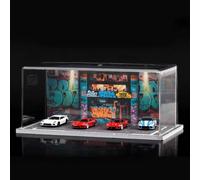 Mini vitrine de stationnement 3D 1/64 Diorama assemblée Mini vitrine de voiture Modèle de garage Scènes de stationnement réelles Compatible Tomica Hot Wheels Compatible avec Tomica Hot Wheels Design