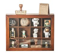 Mini vitrine en bois transparent avec 12 emplacements - Vitrine d'objets de collection - Étagères flottantes en bois pour présentation et décoration d'intérieur - Étagère en bois de style vintage avec