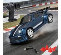 Mini voiture de course RC Drift 1:64 - 2,4 G 4WD - Avec lumière et barrière - Haute vitesse - Cadeau pour adultes - Favorise la créativité et les compétences pratiques (A)