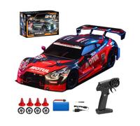 Mini voiture de dérive télécommandée à l'échelle 1/16 pour adultes, voiture de course RC électrique haute vitesse 2,4 G 4 WD avec lumières LED, pneus dérivants et barrages routiers, pour les amateurs