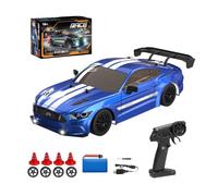 Mini voiture de dérive télécommandée à l'échelle 1/16 pour adultes, voiture de course RC électrique haute vitesse 2,4 G 4 WD avec lumières LED, pneus dérivants et barrages routiers, pour les amateurs