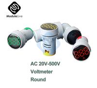 Mini Voltmètre À Affichage Numérique,Indicateur De Signalisation Lumineux Led,Ampère Rond Et Carré,Courant Voltmètre,Dc 12v,220v Ac,22mm - Type Ac 20v-500v Round-Red Color