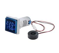 Mini-voltmètre numérique à double affichage LED 22 mm, ampèremètre, testeur de tension AC 60-500 V, for intérieur et extérieur(Blue)