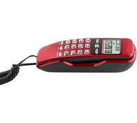 Mini Wall Mounted Telephone with LCD Screen Caller ID for Hotel Home Office,Wired and Wireless,No Mains Power Required,Black (Red)