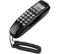 Mini Wall Telephone,Wired Fixed Telephone with LCD Display DTMF/FSK Suitable for Home,Home,Hotel etc (Black)