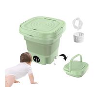 Mini Waschmaschine Faltbar, Mini Waschmaschine für Camping 8L mit 360° Blu-Ray Schleuder Und Ablaufrohr Mini Faltbare Waschmaschine für Camping,Reisen,Wohnung,Green