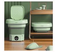 Mini Waschmaschine für Camping, Camping Mobile Waschmaschine 8L Leicht Zusammenklappbar mit 360° Blu-Ray Waschmaschine Klein für Single Apartments,Green