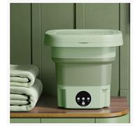 Mini Waschmaschine für Camping, Faltbare Waschmaschine 8L mit 3 Modi Tiefenreinigung Und Spin Dry Waschmaschine Camping für Unterwäsche Socken Babykleidung,Green