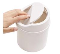 Mini Waste Bin for Office - Mini Aesthetic Table Trash Can Reusable Small Waste Paper Bin Office with Swivel Lid for Living Room Kitchen Bedroom Bathroom (White)