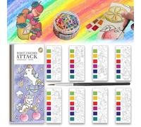 Mini Watercolor Paint Pad, Mini Paint Pad for adult, Mini Paint Pad, with Paint and Brushes, Tearable Dotted Line, Suitable for DIY Creation, for Painting Enthusiast, 12 Page (1*Unicorns)