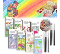 Mini Watercolor Paint Pad, Mini Paint Pad for adult, Mini Paint Pad, with Paint and Brushes, Tearable Dotted Line, Suitable for DIY Creation, for Painting Enthusiast, 12 Page (8PCS-All set)